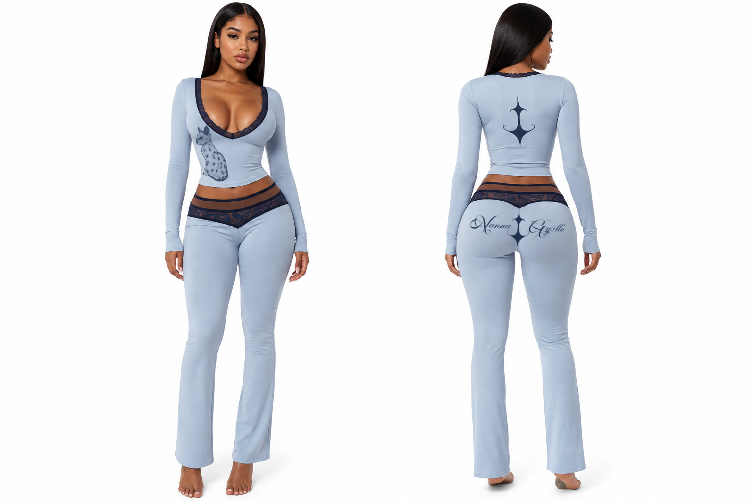 WAY2EXOTIC BABY BLUE TWO PIECE SET